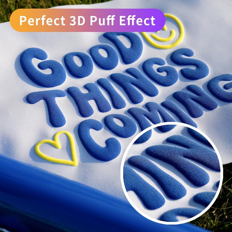 HTVJOYDO 6Pcs Puff Vinyl Heat Transfer, 12x10Inch Royal Blue 3D Puff HTV, DIY Iron-on Vinyl for T-Shirts, Easy to Cut and Weed, Compatible with Cricut or Cameo (6 Royal Blue Puff) - Image 2